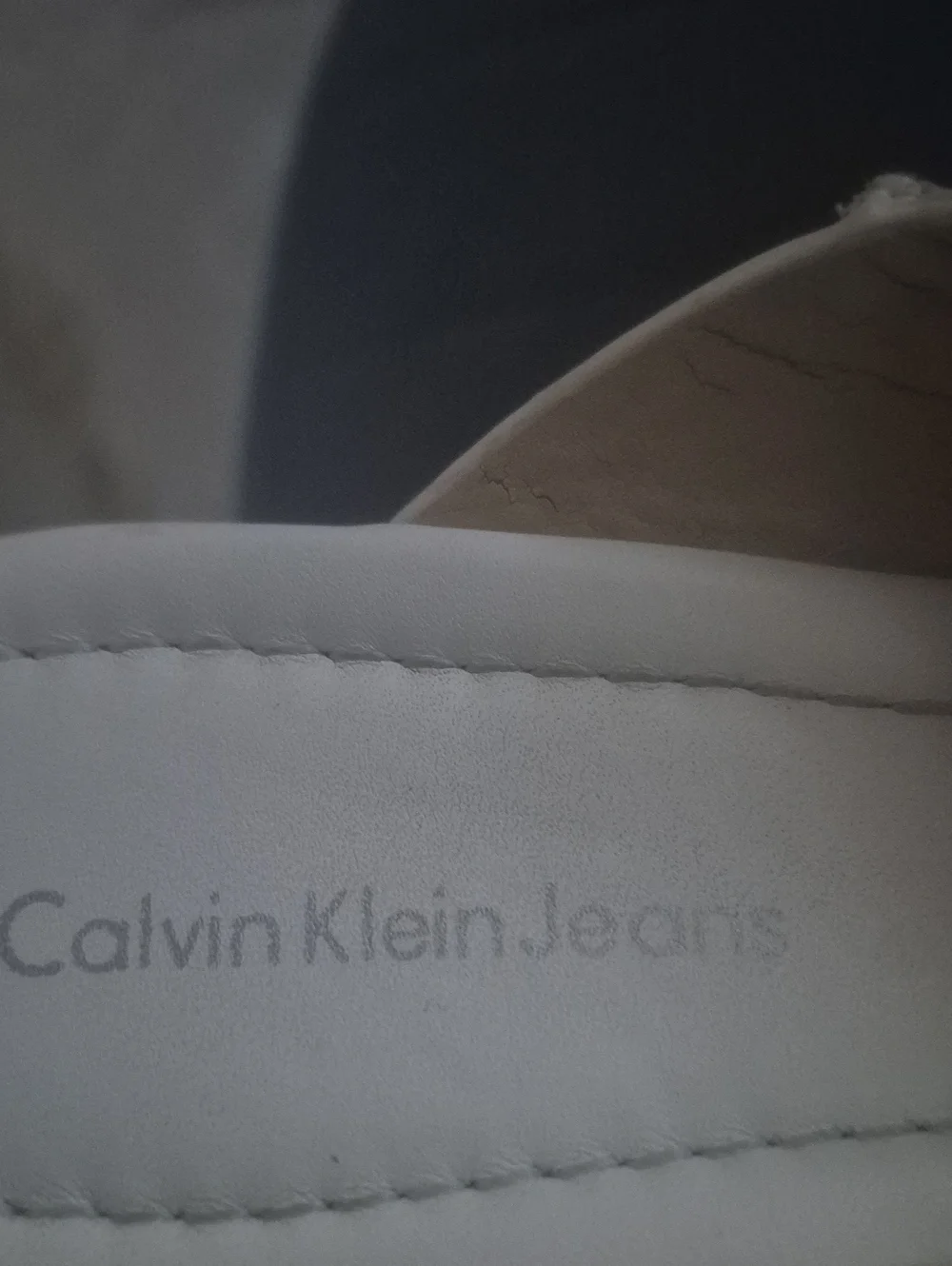Calvin Klein White Cross-Strap Cork Platform Wedge Slides